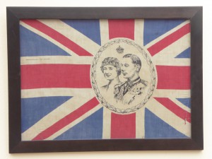 A framed Union Flag featuring the Queen and the Duke of Edinburgh